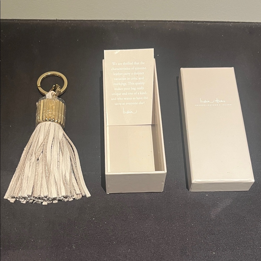 India Hicks Gold and Cream Tassel Keychain